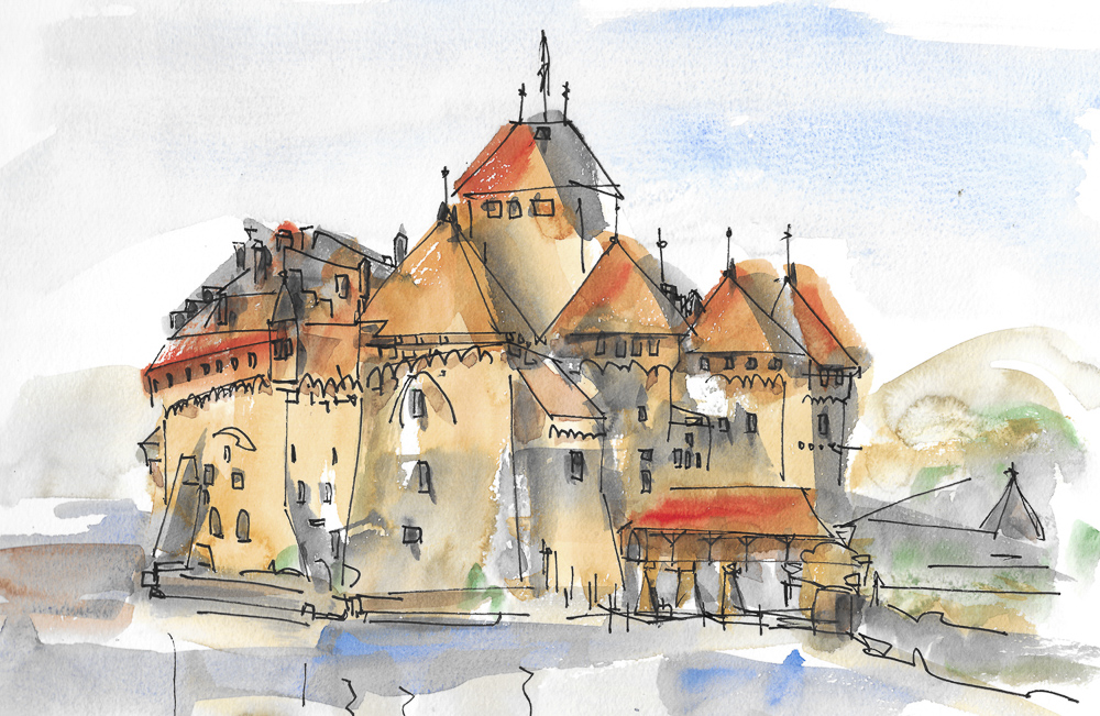 Urban Sketches Danny Touw Château de Chillon