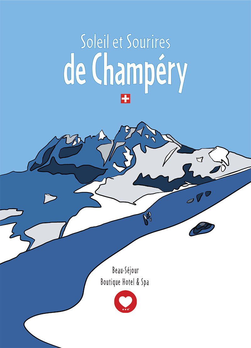 postcard designed by danny touw for beau-sejour boutique hotel and spa in champery portes du soleil switzerland