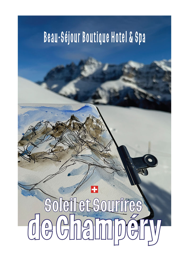 postcard designed by danny touw for beau-sejour boutique hotel and spa in champery portes du soleil switzerland